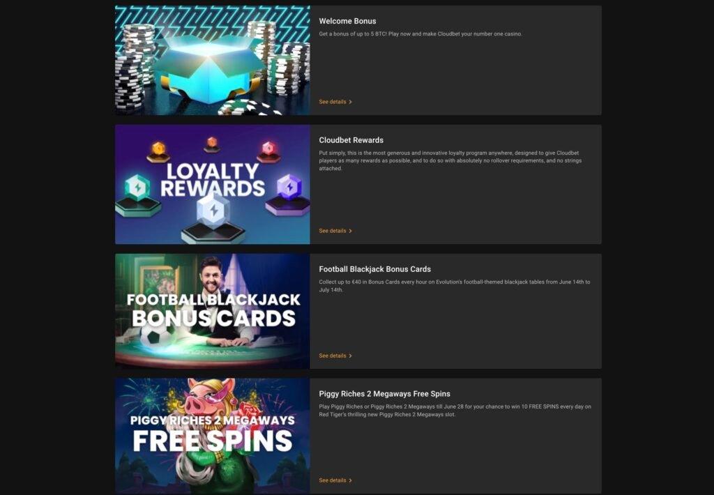 Bonuses and Promotions at Cloudbet Casino