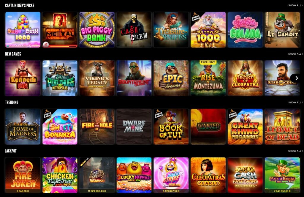 Rizk Casino Games and Software Providers