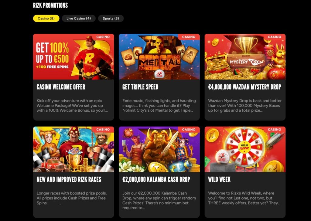 Rizk Casino Bonuses and Promotions